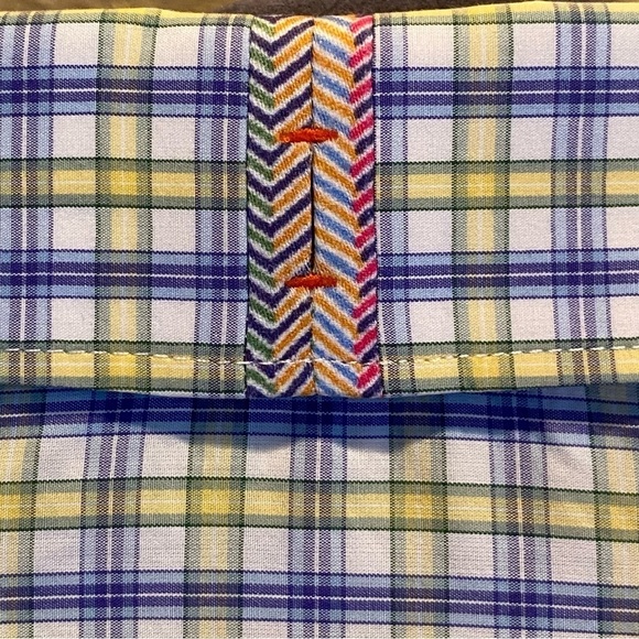 Robert Graham X Collection Large L Tailored Fit Flip Cuffs Striped Plaid Blue - Picture 8 of 11